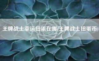 王牌战士幸运扭蛋在哪(王牌战士扭蛋币)