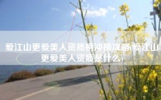 爱江山更爱美人资质榜冲榜攻略(爱江山更爱美人资质是什么)
