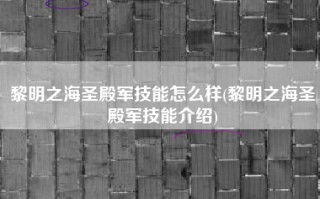 黎明之海圣殿军技能怎么样(黎明之海圣殿军技能介绍)