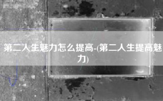 第二人生魅力怎么提高-(第二人生提高魅力)