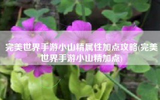 完美世界手游小山精属性加点攻略(完美世界手游小山精加点)