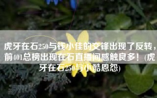 虎牙在石250与钱小佳的交锋出现了反转，前401总榜出现在石直播间感触良多！(虎牙在石250与小酷恩怨)