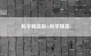 和平精英前5(和平精英)