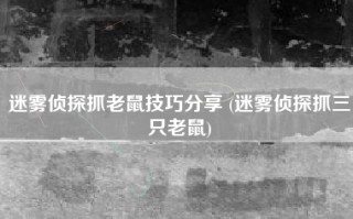 迷雾侦探抓老鼠技巧分享 (迷雾侦探抓三只老鼠)
