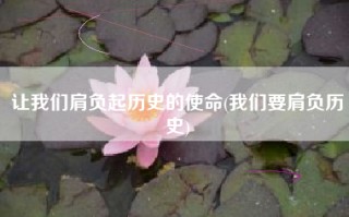 让我们肩负起历史的使命(我们要肩负历史)