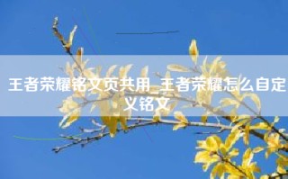 王者荣耀铭文页共用_王者荣耀怎么自定义铭文