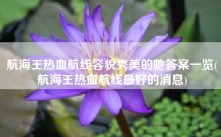 航海王热血航线容貌秀美的她答案一览(航海王热血航线最好的消息)