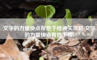 文字的力量快点帮他下楼通关攻略(文字的力量快点帮他下楼)