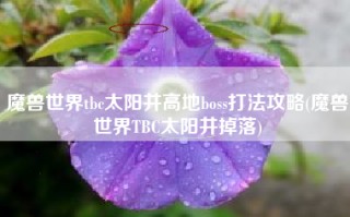魔兽世界tbc太阳井高地boss打法攻略(魔兽世界TBC太阳井掉落)