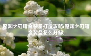 魔渊之刃暗金装备打造攻略(魔渊之刃暗金装备怎么分解)