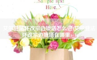 艾尔登法环改宗边境塔怎么进(艾尔登法环改宗边境塔在哪里)_1