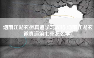 烟雨江湖玄微真道学习攻略(烟雨江湖玄微真道第七重怎么学)