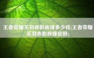 王者荣耀关羽赤影疾锋多少钱(王者荣耀关羽赤影疾锋皮肤)