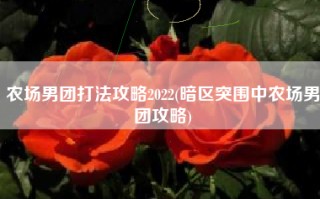 农场男团打法攻略2022(暗区突围中农场男团攻略)