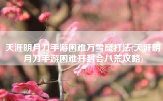 天涯明月刀手游困难万雪窟打法(天涯明月刀手游困难开封会八荒攻略)