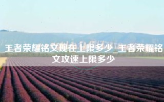 王者荣耀铭文现在上限多少_王者荣耀铭文攻速上限多少