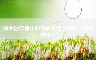 绿洲创作者中心如何开通(如何加入绿洲创作者)