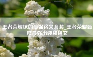 王者荣耀铠的最强铭文套装_王者荣耀甄姬最强出装和铭文