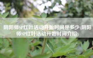 阴阳师SP红叶活动开始时间是多少(阴阳师SP红叶活动开始时间介绍)