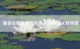 暴走玩啥游戏怪物猎人,你玩过《怪物猎人