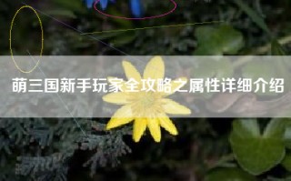 萌三国新手玩家全攻略之属性详细介绍