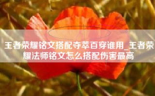 王者荣耀铭文搭配夺萃百穿谁用_王者荣耀法师铭文怎么搭配伤害最高