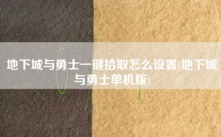 地下城与勇士一键拾取怎么设置(地下城与勇士单机版)
