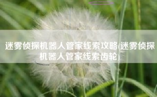 迷雾侦探机器人管家线索攻略(迷雾侦探机器人管家线索齿轮)