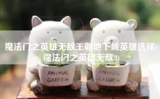 魔法门之英雄无敌王朝地下城英雄选择(魔法门之英雄无敌3)
