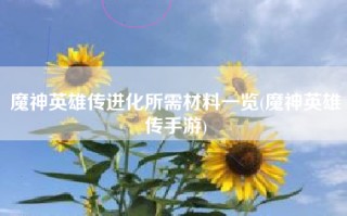 魔神英雄传进化所需材料一览(魔神英雄传手游)