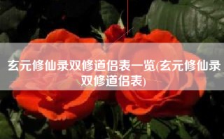 玄元修仙录双修道侣表一览(玄元修仙录双修道侣表)