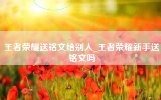王者荣耀送铭文给别人_王者荣耀新手送铭文吗