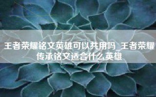 王者荣耀铭文英雄可以共用吗_王者荣耀传承铭文适合什么英雄