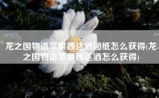 龙之国物语苹果西达酒图纸怎么获得(龙之国物语苹果西达酒怎么获得)