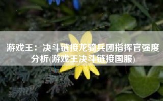 游戏王：决斗链接龙骑兵团指挥官强度分析(游戏王决斗链接国服)