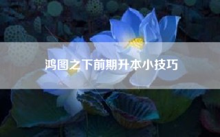 鸿图之下前期升本小技巧