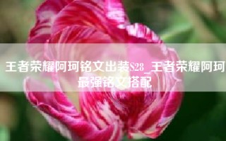 王者荣耀阿珂铭文出装S28_王者荣耀阿珂最强铭文搭配
