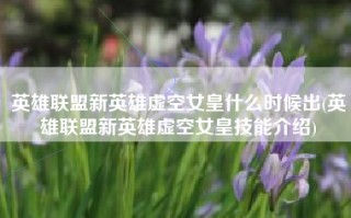 英雄联盟新英雄虚空女皇什么时候出(英雄联盟新英雄虚空女皇技能介绍)
