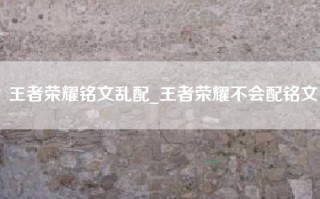 王者荣耀铭文乱配_王者荣耀不会配铭文