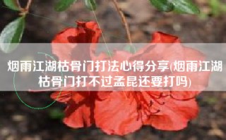 烟雨江湖枯骨门打法心得分享(烟雨江湖枯骨门打不过孟昆还要打吗)