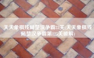 天天象棋残局楚汉争霸23关(天天象棋残局楚汉争霸第125关破解)