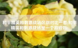 和平精英和刺激战场区别对比一看(和平精英和刺激战场是一个游戏吗)