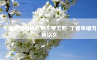 王者荣耀铠铭文带不带无双_王者荣耀肉铠铭文