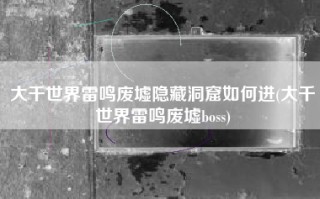 大千世界雷鸣废墟隐藏洞窟如何进(大千世界雷鸣废墟boss)
