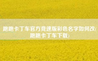 跑跑卡丁车官方竞速版彩色名字如何改(跑跑卡丁车下载)
