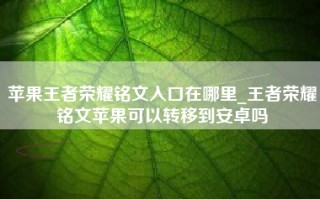 苹果王者荣耀铭文入口在哪里_王者荣耀铭文苹果可以转移到安卓吗