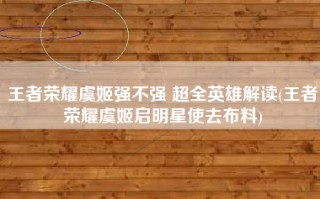 王者荣耀虞姬强不强 超全英雄解读(王者荣耀虞姬启明星使去布料)