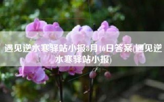 遇见逆水寒驿站小报8月16日答案(遇见逆水寒驿站小报)