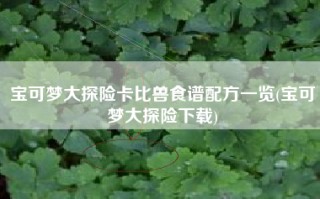 宝可梦大探险卡比兽食谱配方一览(宝可梦大探险下载)