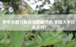 罗布乐思力量传奇隐藏代码(家园大亨任务密码)